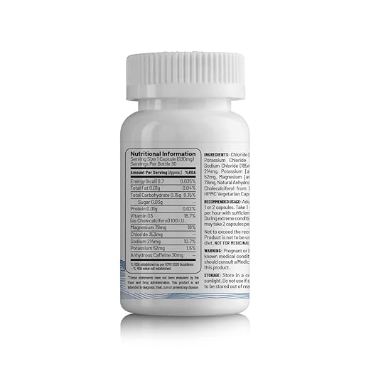 Unived Caffeinated Electrolyte Salt Caps Electrolyte Replacement With Caffeine, 30 Caps