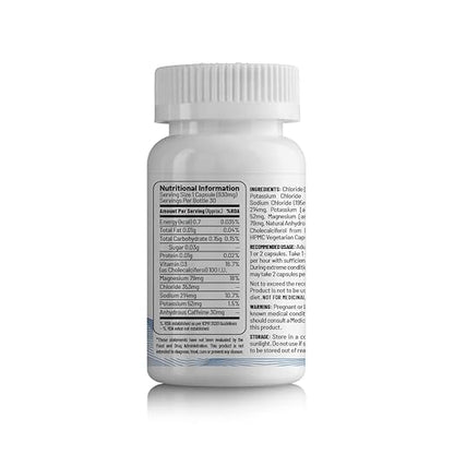 Unived Caffeinated Electrolyte Salt Caps Electrolyte Replacement With Caffeine, 30 Caps
