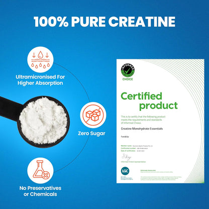 Fast&Up Creatine Monohydrate Powder | 100% Pure Micronized Creatine Supplement for Muscle Growth, Strength & Recovery | Unflavoured Creatine Powder, 250g (83 Servings)