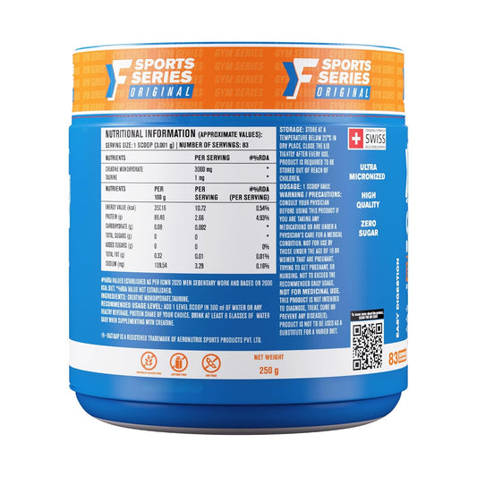 Fast&Up Creatine Monohydrate Powder | 100% Pure Micronized Creatine Supplement for Muscle Growth, Strength & Recovery | Unflavoured Creatine Powder, 250g (83 Servings)