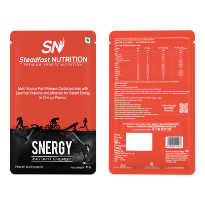 Steadfast Nutrition Snergy | Instant Energy & Hydration | Orange Flavour | 45g per Sachet