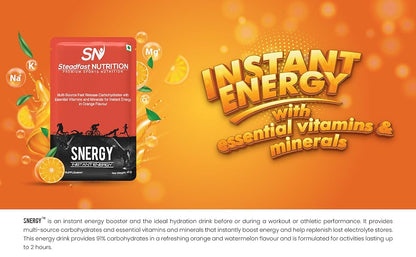 Steadfast Nutrition Snergy | Instant Energy & Hydration | Orange Flavour | 45g per Sachet