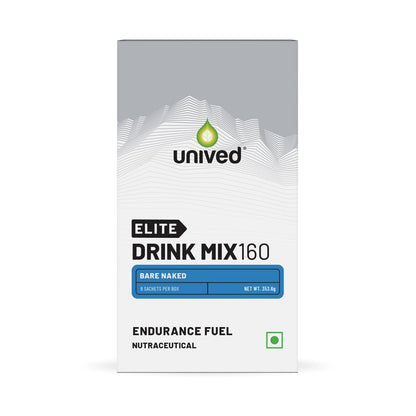 Unived Elite Drink Mix 160 | Isotonic Energy Drink | 2:1 Ratio & 40g Carbohydrates with Betaine & Beta-Alanine | Endurance Athletes Sports Drink (Bare Naked, 8 Pack)