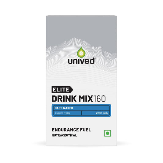 Unived Elite Drink Mix 160 | Isotonic Energy Drink | 2:1 Ratio & 40g Carbohydrates with Betaine & Beta-Alanine | Endurance Athletes Sports Drink (Bare Naked, 8 Pack)