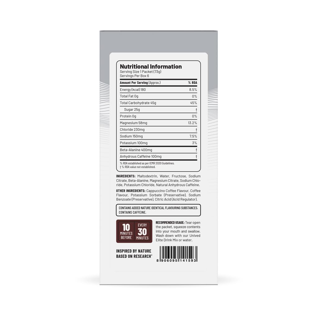 Unived Elite Gel 180 Double Espresso (100 mg Caffeine)