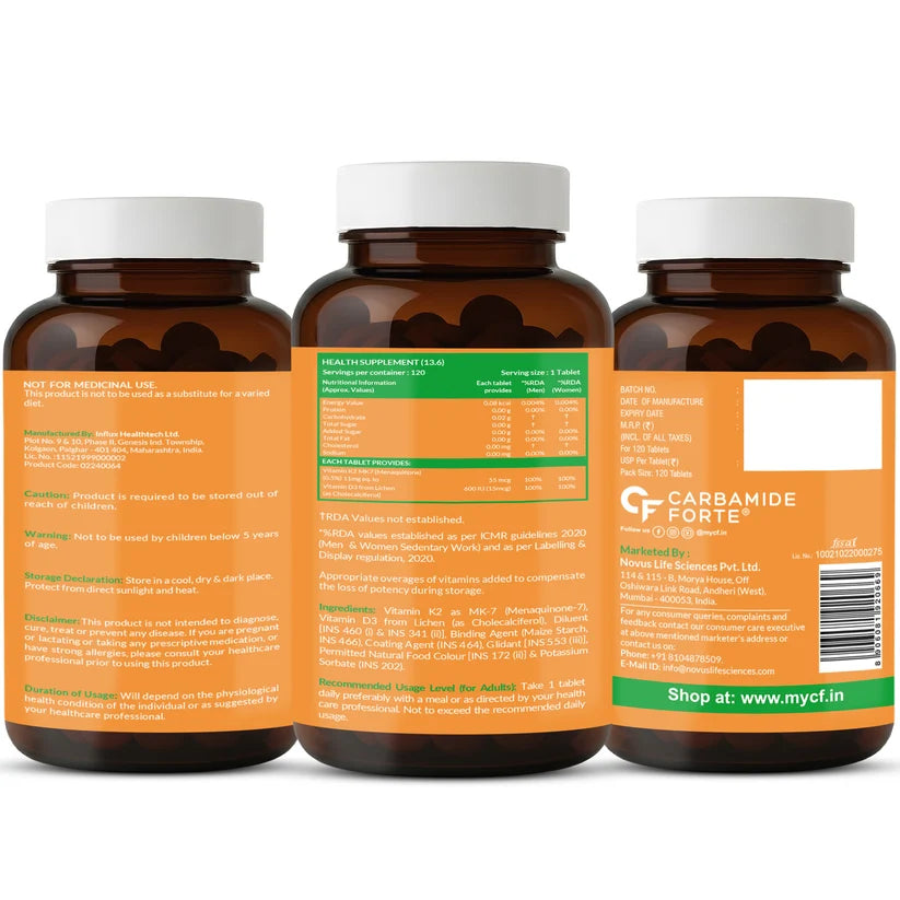 Vitamin D3 and K2 MK7 supplement tablets